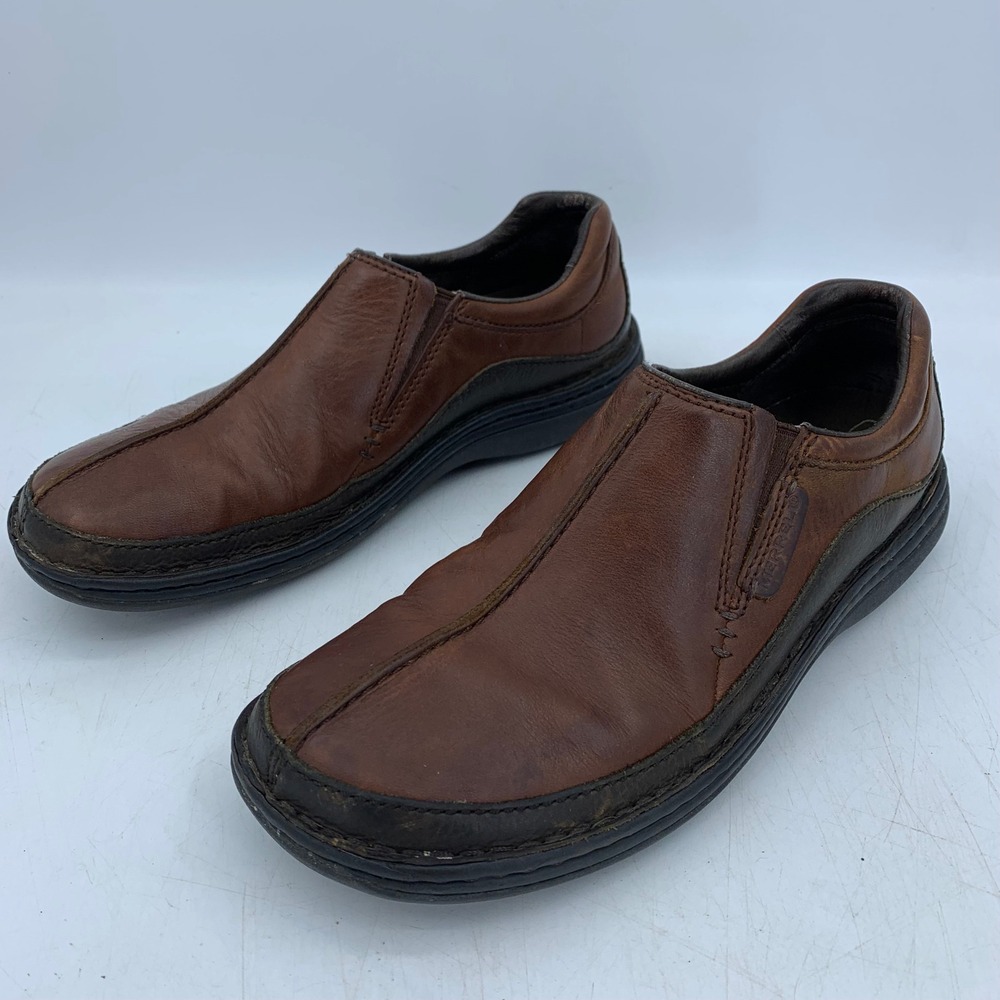 Merrell Zen Redwood Mens 9 Brown Leather Slip On Walking Shoes Gorpcore Rugged